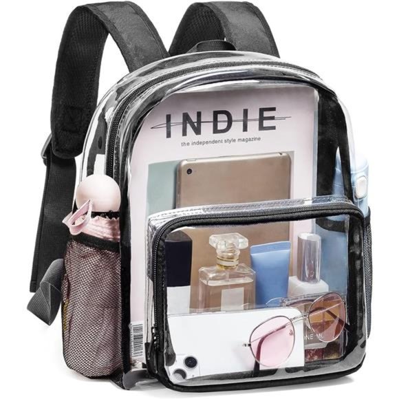 Clear Mini Backpack - Stadium Approved 12x12x6 Small Clear Backpack for Women - Picture 1 of 7